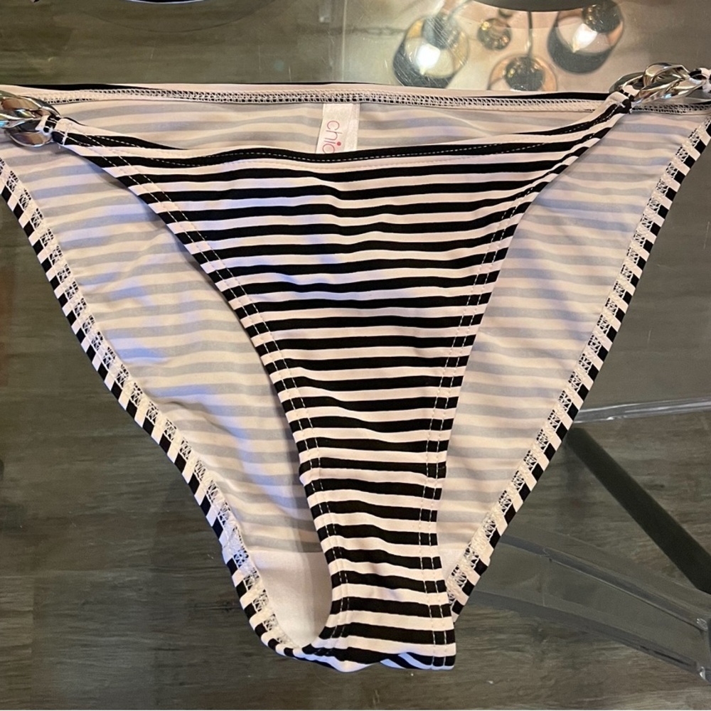 Change - Black and White Striped Bikini Bottom - UK L